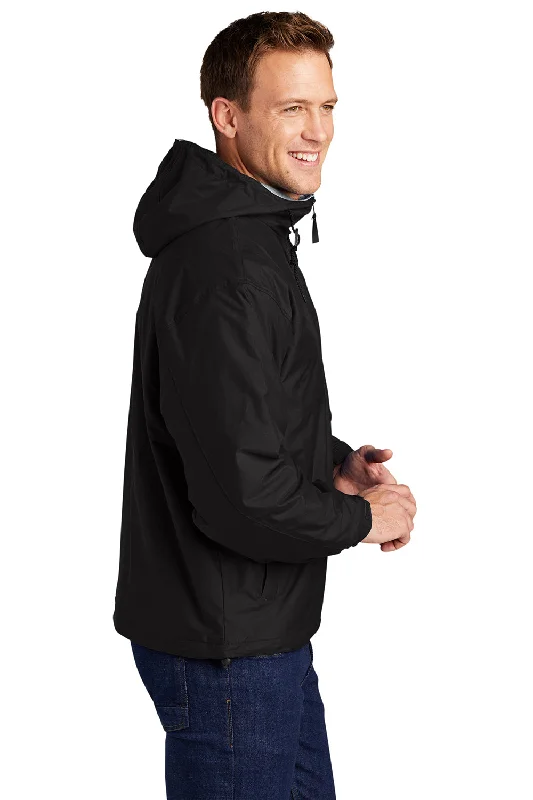 Port Authority Mens Team Wind & Water Resistant Full Zip Hooded Jacket - Black