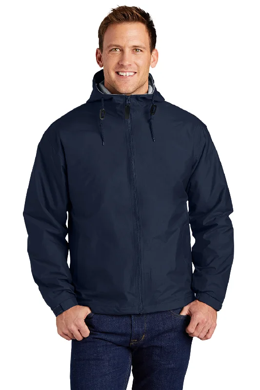 Port Authority Mens Team Wind & Water Resistant Full Zip Hooded Jacket - Bright Navy Blue