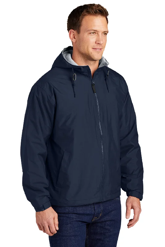 Port Authority Mens Team Wind & Water Resistant Full Zip Hooded Jacket - Bright Navy Blue