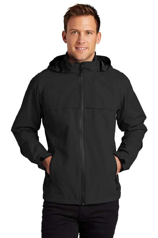 Port Authority Mens Torrent Waterproof Full Zip Hooded Jacket - Black