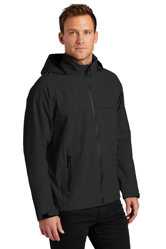 Port Authority Mens Torrent Waterproof Full Zip Hooded Jacket - Black