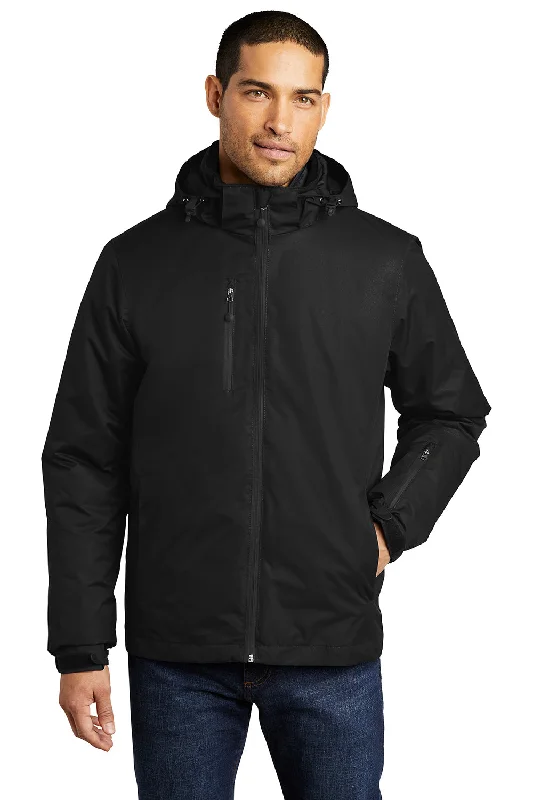 Port Authority Mens Vortex 3-in-1 Waterproof Full Zip Hooded Jacket - Black