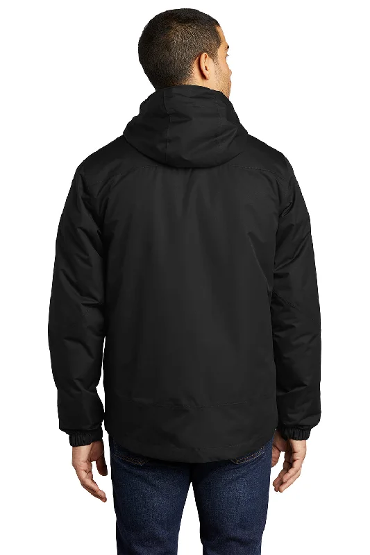 Port Authority Mens Vortex 3-in-1 Waterproof Full Zip Hooded Jacket - Black