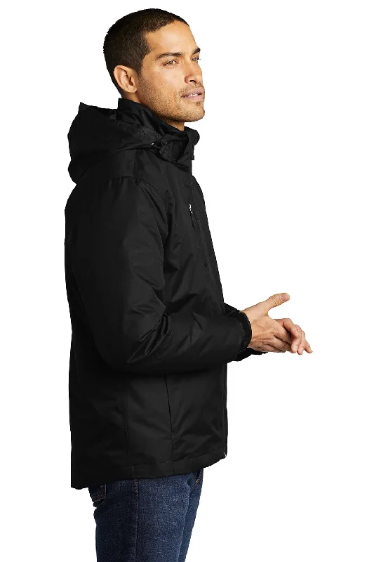 Port Authority Mens Vortex 3-in-1 Waterproof Full Zip Hooded Jacket - Black