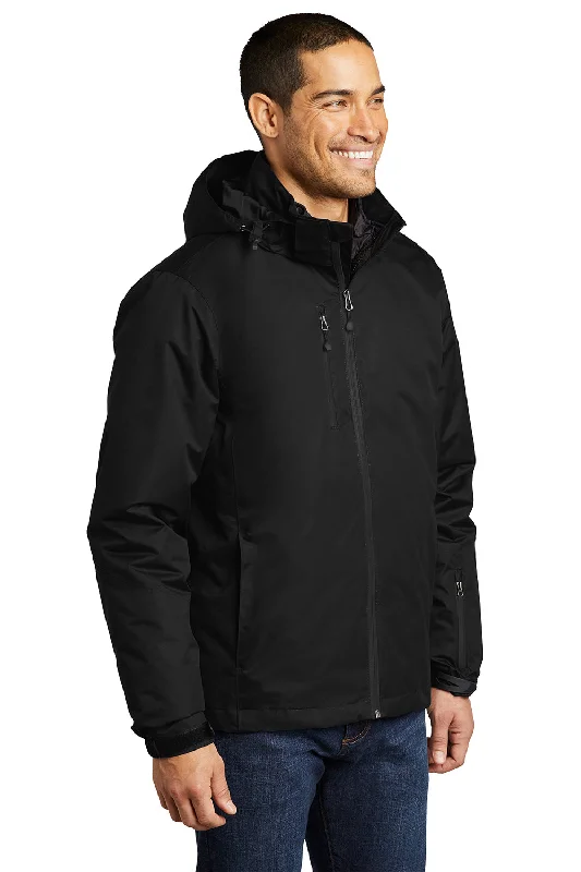 Port Authority Mens Vortex 3-in-1 Waterproof Full Zip Hooded Jacket - Black