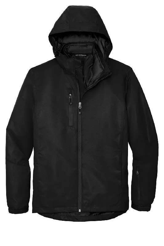 Port Authority Mens Vortex 3-in-1 Waterproof Full Zip Hooded Jacket - Black