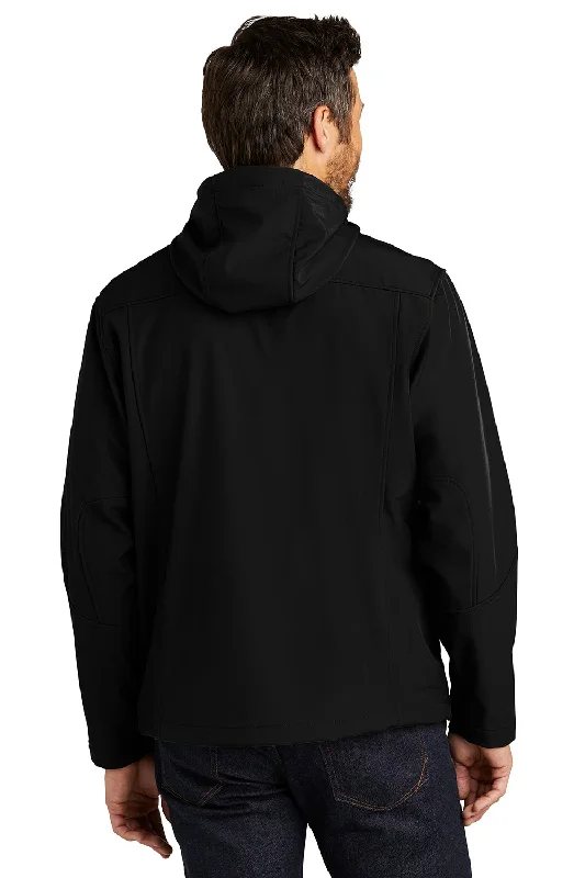 Port Authority Mens Wind & Water Resistant Full Zip Hooded Jacket - Black/Engine Red