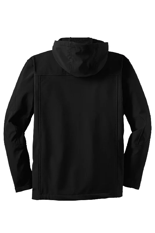 Port Authority Mens Wind & Water Resistant Full Zip Hooded Jacket - Black/Engine Red