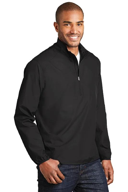 Port Authority Mens Zephyr Wind & Water Resistant 1/4 Zip Jacket - Black