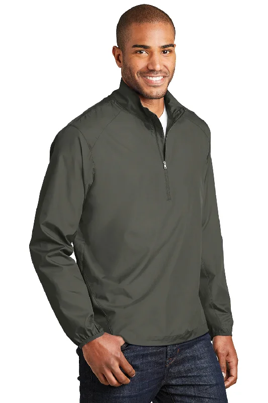 Port Authority Mens Zephyr Wind & Water Resistant 1/4 Zip Jacket - Steel Grey