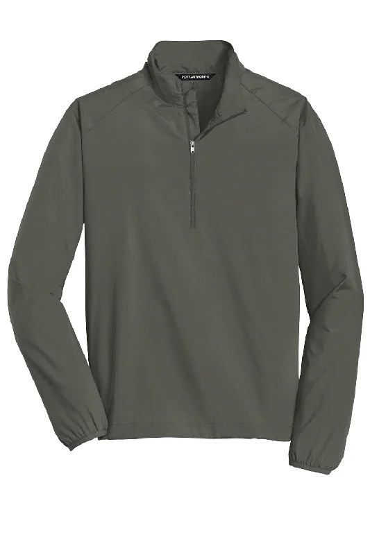 Port Authority Mens Zephyr Wind & Water Resistant 1/4 Zip Jacket - Steel Grey