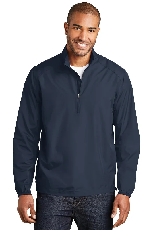 Port Authority Mens Zephyr Wind & Water Resistant 1/4 Zip Jacket - Dress Navy Blue