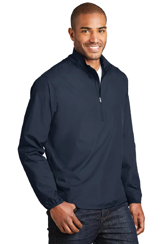 Port Authority Mens Zephyr Wind & Water Resistant 1/4 Zip Jacket - Dress Navy Blue