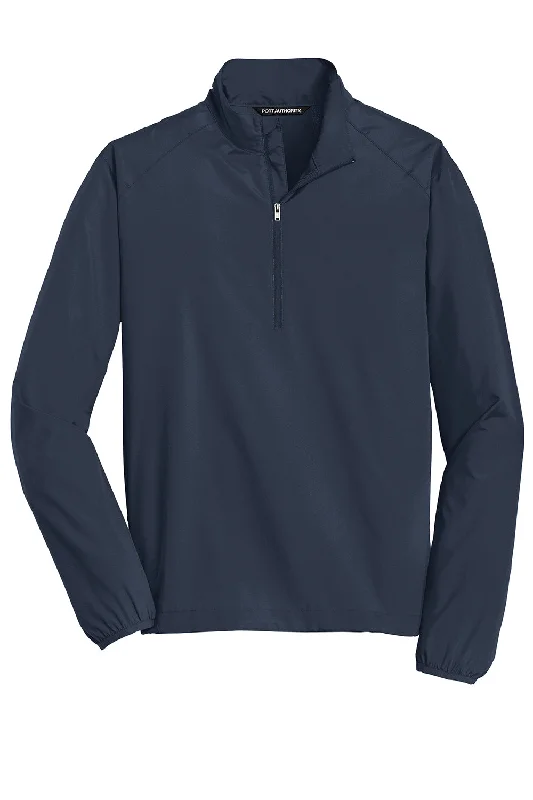 Port Authority Mens Zephyr Wind & Water Resistant 1/4 Zip Jacket - Dress Navy Blue