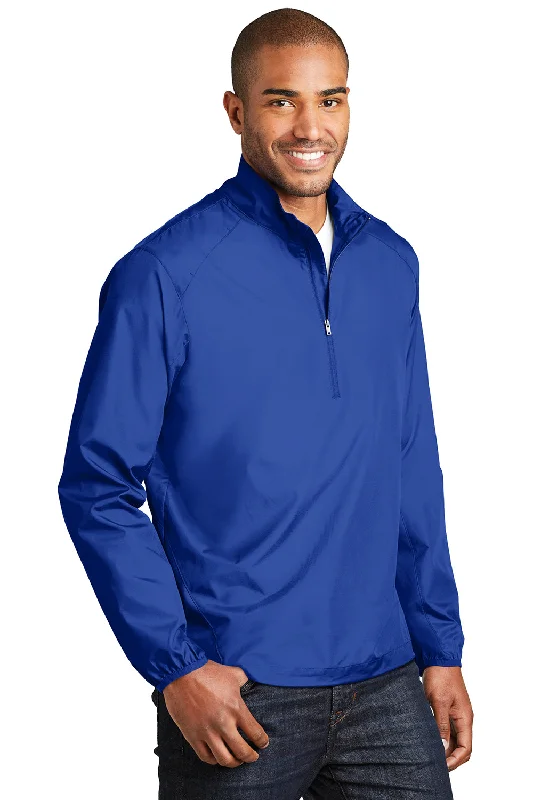 Port Authority Mens Zephyr Wind & Water Resistant 1/4 Zip Jacket - True Royal Blue - Closeout