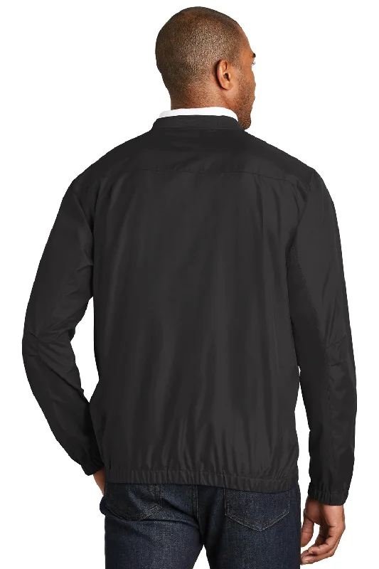 Port Authority Mens Zephyr Wind & Water Resistant V-Neck Wind Jacket - Black - Closeout