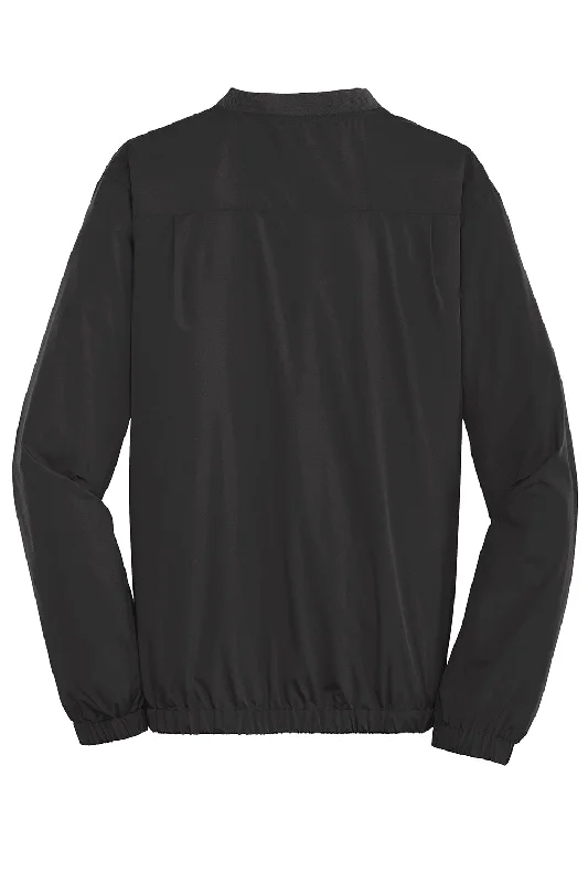 Port Authority Mens Zephyr Wind & Water Resistant V-Neck Wind Jacket - Black - Closeout