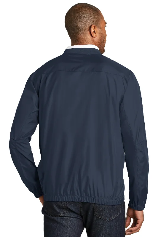 Port Authority Mens Zephyr Wind & Water Resistant V-Neck Wind Jacket - Dress Navy Blue - Closeout