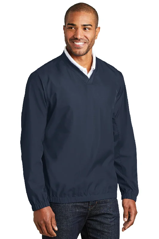 Port Authority Mens Zephyr Wind & Water Resistant V-Neck Wind Jacket - Dress Navy Blue - Closeout