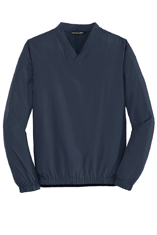 Port Authority Mens Zephyr Wind & Water Resistant V-Neck Wind Jacket - Dress Navy Blue - Closeout