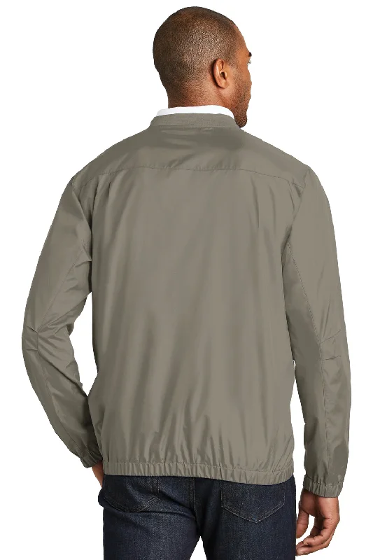 Port Authority Mens Zephyr Wind & Water Resistant V-Neck Wind Jacket - Stratus Grey - Closeout