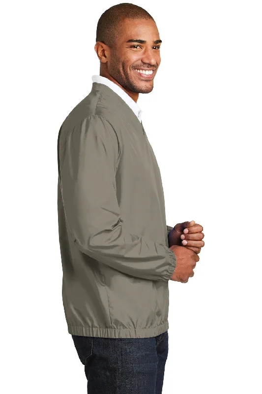 Port Authority Mens Zephyr Wind & Water Resistant V-Neck Wind Jacket - Stratus Grey - Closeout