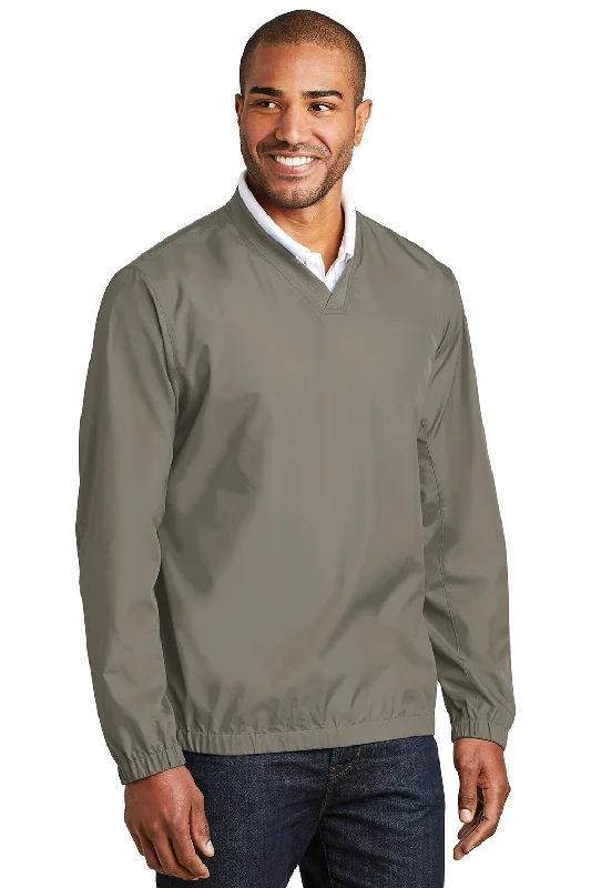 Port Authority Mens Zephyr Wind & Water Resistant V-Neck Wind Jacket - Stratus Grey - Closeout