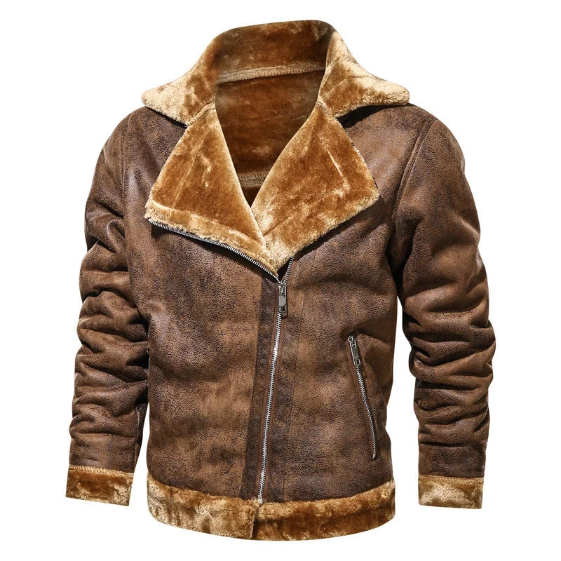 Premium Men's Thick Fleece Leather Jacket