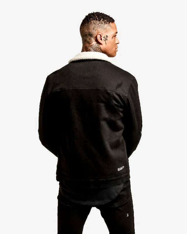 Saint Morta Sherpa Denim Jacket Black