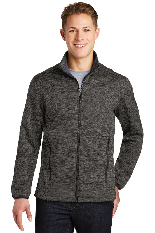 Sport-Tek Mens Electric Heather Water Resistant Full Zip Jacket - Grey Black Electric