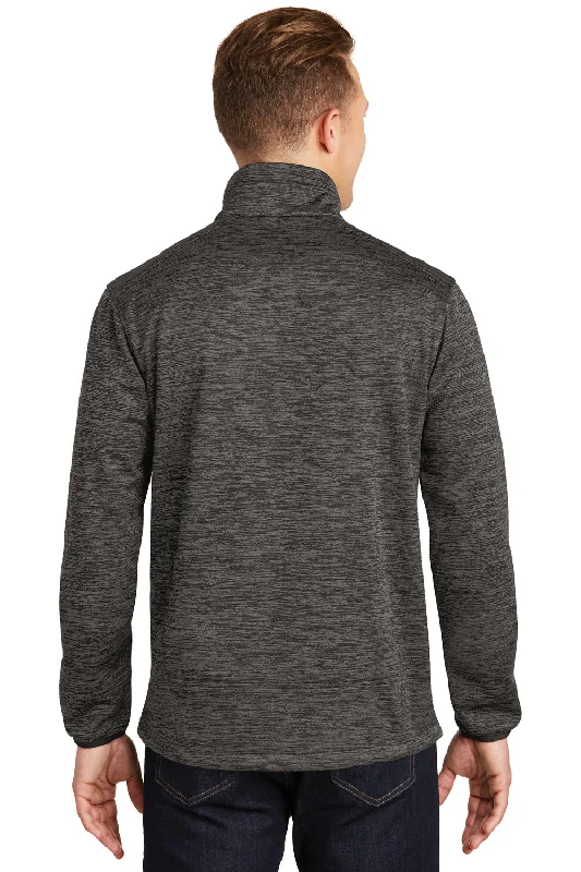 Sport-Tek Mens Electric Heather Water Resistant Full Zip Jacket - Grey Black Electric