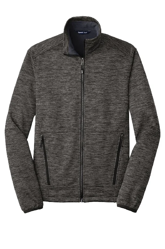 Sport-Tek Mens Electric Heather Water Resistant Full Zip Jacket - Grey Black Electric