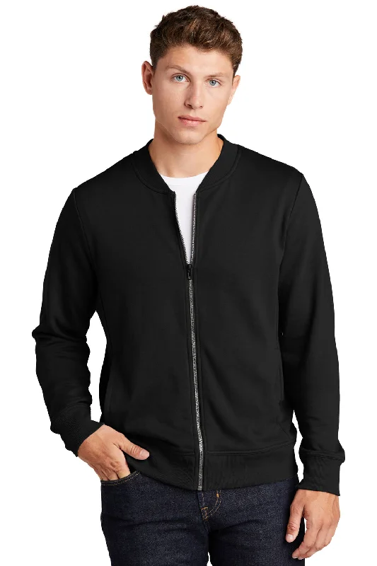 Sport-Tek Mens French Terry Full Zip Bomber Jacket - Black