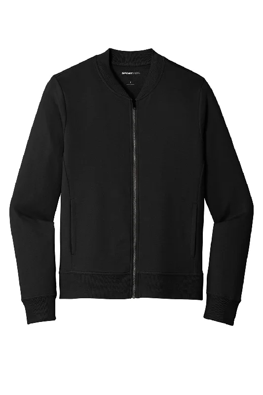 Sport-Tek Mens French Terry Full Zip Bomber Jacket - Black