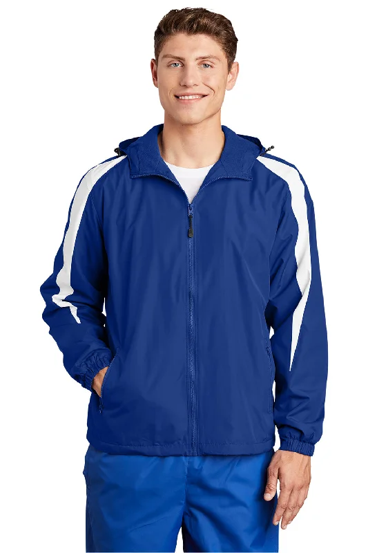 Sport-Tek Mens Full Zip Hooded Jacket - True Royal Blue/White