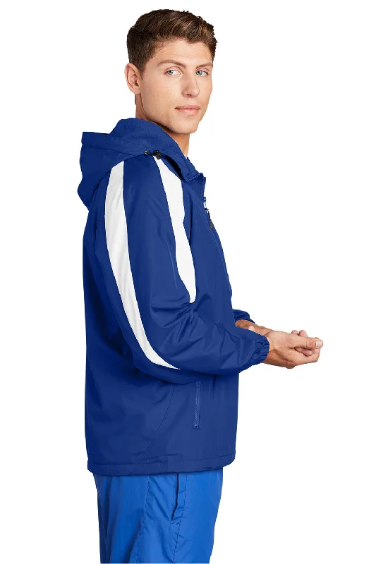 Sport-Tek Mens Full Zip Hooded Jacket - True Royal Blue/White