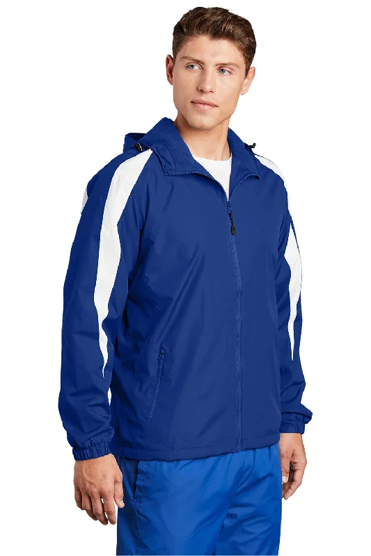 Sport-Tek Mens Full Zip Hooded Jacket - True Royal Blue/White