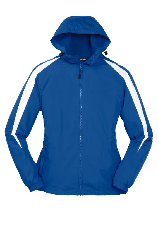 Sport-Tek Mens Full Zip Hooded Jacket - True Royal Blue/White