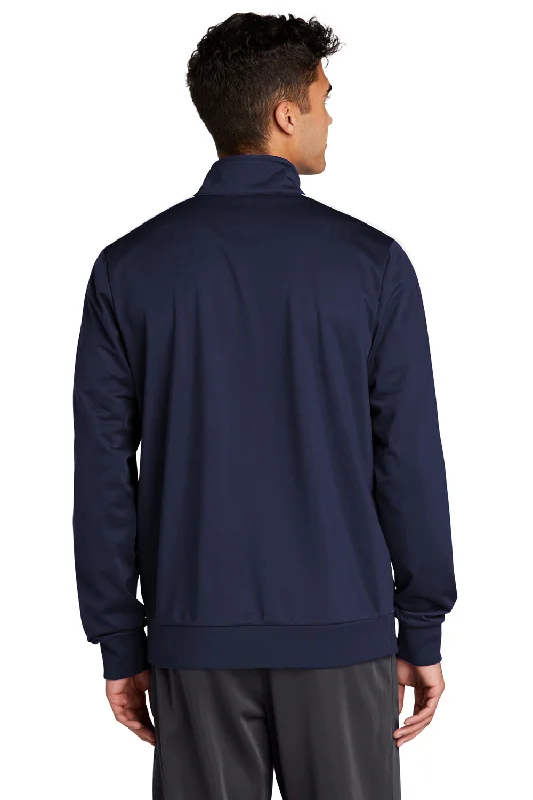 Sport-Tek Mens Full Zip Track Jacket - True Navy Blue/White