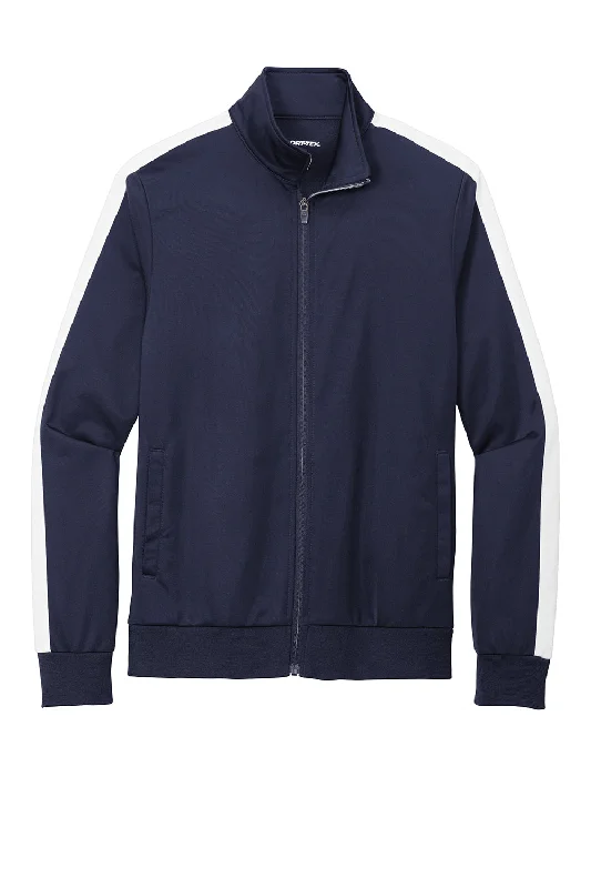 Sport-Tek Mens Full Zip Track Jacket - True Navy Blue/White