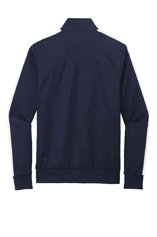 Sport-Tek Mens Full Zip Track Jacket - True Navy Blue/White