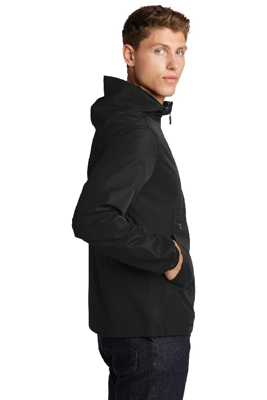 Sport-Tek Mens Packable Anorak 1/4 Zip Hooded Jacket - Black