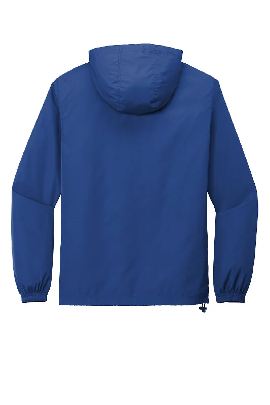 Sport-Tek Mens Packable Anorak 1/4 Zip Hooded Jacket - True Royal Blue