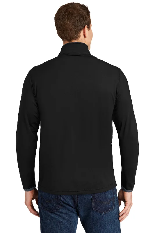 Sport-Tek Mens Sport-Wick Moisture Wicking Full Zip Jacket - Black/Charcoal Grey