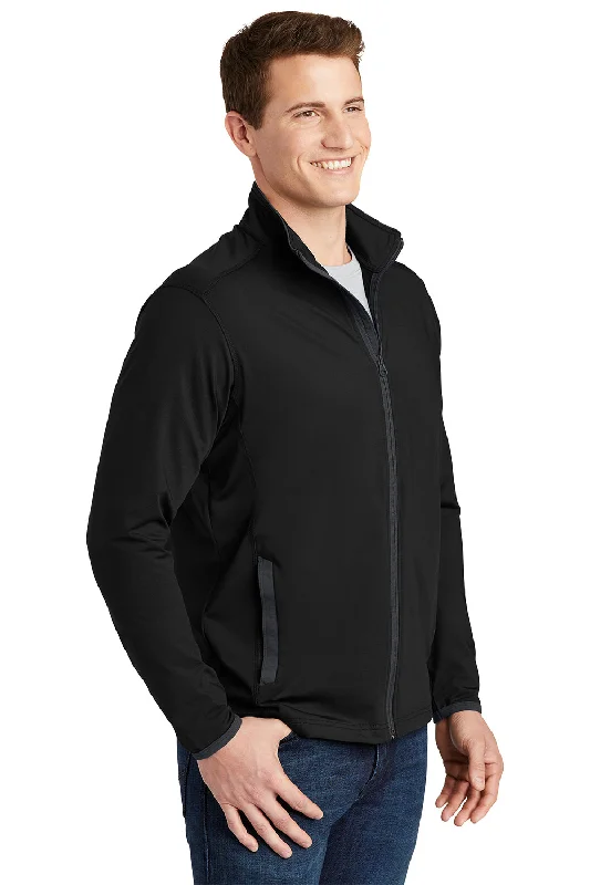 Sport-Tek Mens Sport-Wick Moisture Wicking Full Zip Jacket - Black/Charcoal Grey