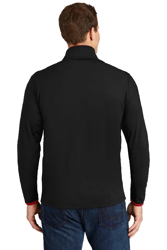 Sport-Tek Mens Sport-Wick Moisture Wicking Full Zip Jacket - Black/True Red