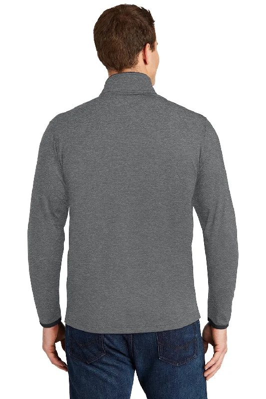 Sport-Tek Mens Sport-Wick Moisture Wicking Full Zip Jacket - Heather Charcoal Grey/Charcoal Grey