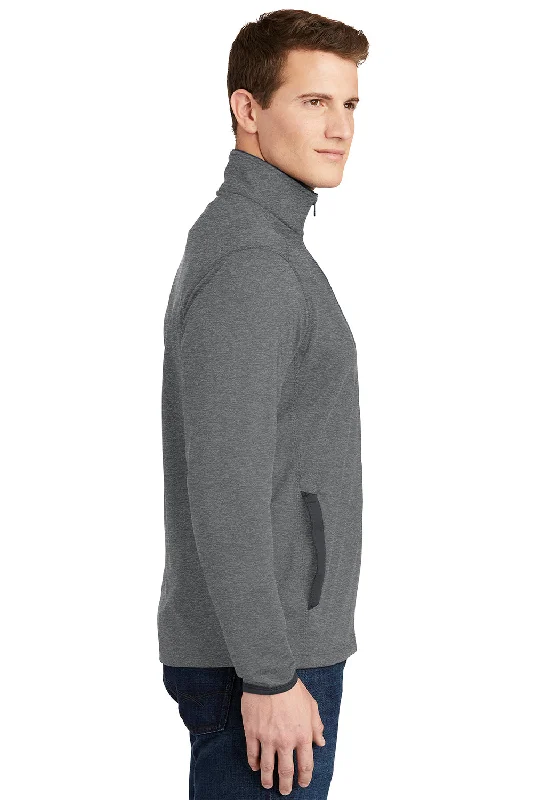 Sport-Tek Mens Sport-Wick Moisture Wicking Full Zip Jacket - Heather Charcoal Grey/Charcoal Grey