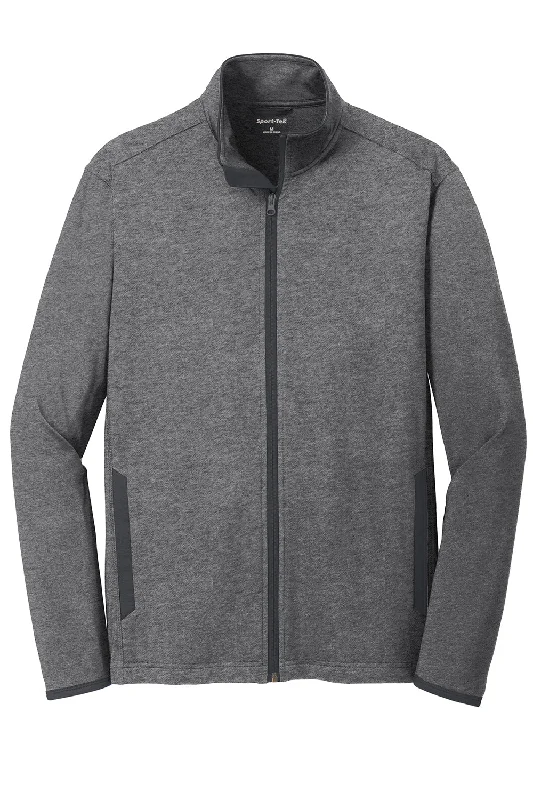 Sport-Tek Mens Sport-Wick Moisture Wicking Full Zip Jacket - Heather Charcoal Grey/Charcoal Grey