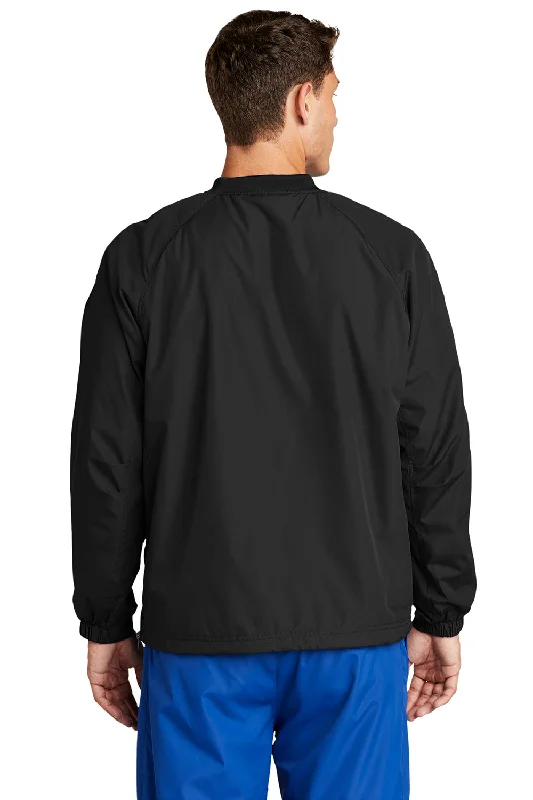 Sport-Tek Mens V-Neck Wind Jacket - Black